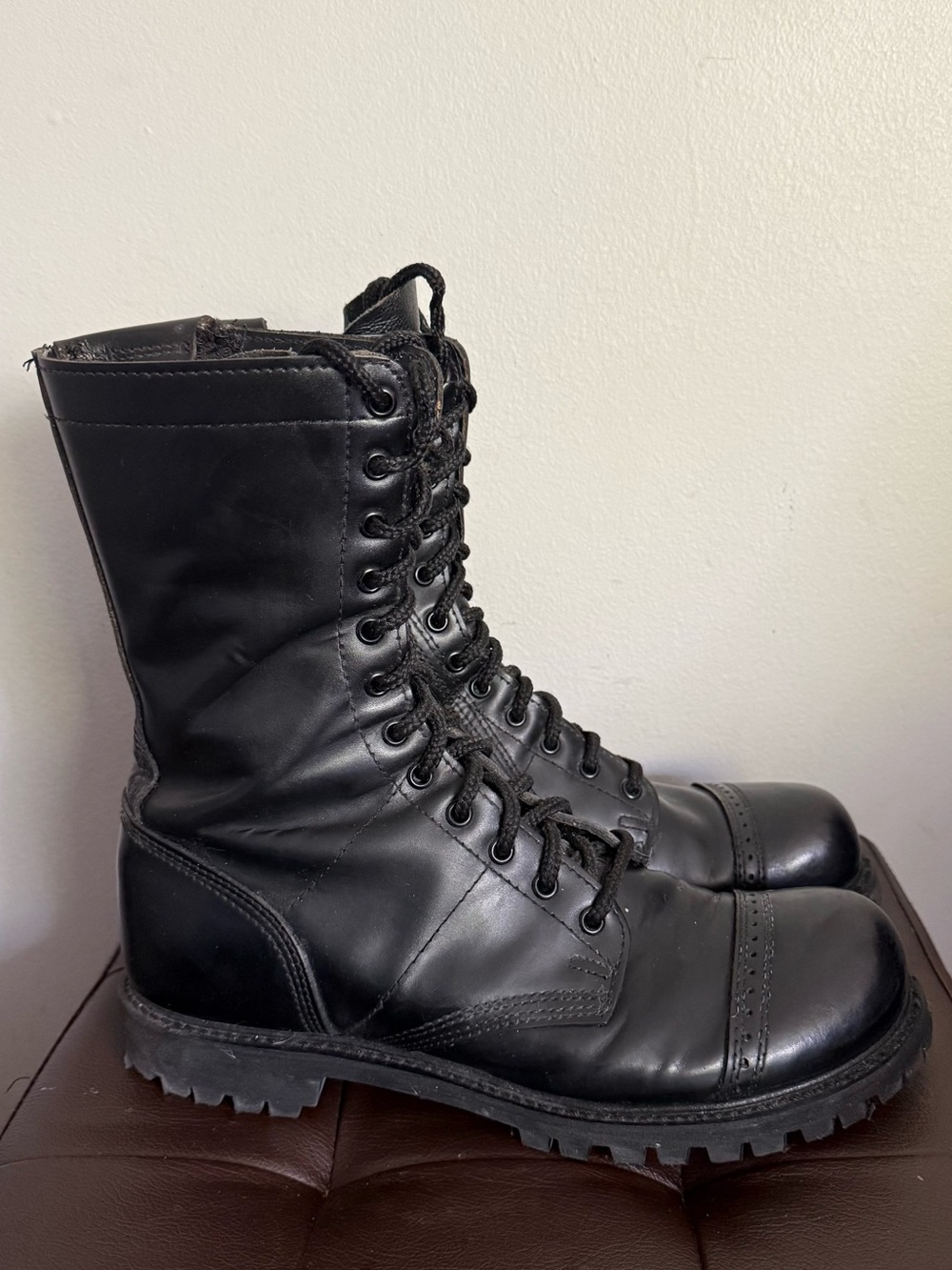 Corcoran Men’s 9.5 Jump Boots 10” Soft Toe Black Leather Lace-Up Combat Boots